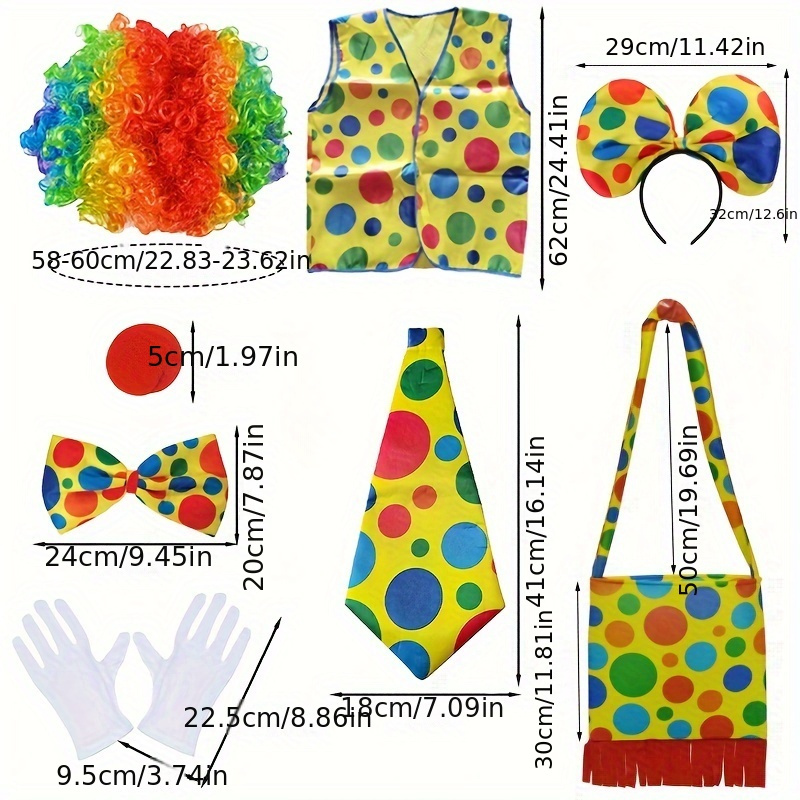 Colorful Clown Costume Accessory Set, Halloween Costume